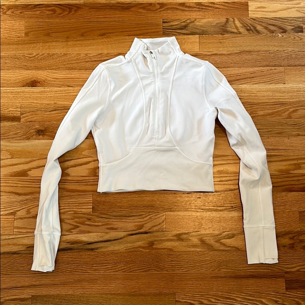 Lululemon cropped white quarter zip